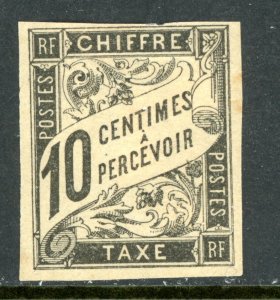 France 1884 Colony General Issues Postage Due 10¢ Black Imperf Sc #J6 Mint L40