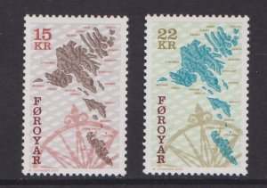 Faroe islands  #377-378  MNH  2000    maps