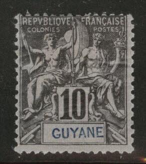 French Guiana Scott 37 MH* 1892 stamp CV$12