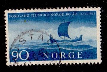 Norway 1963 used postal services sailing vessel 90 ore  #