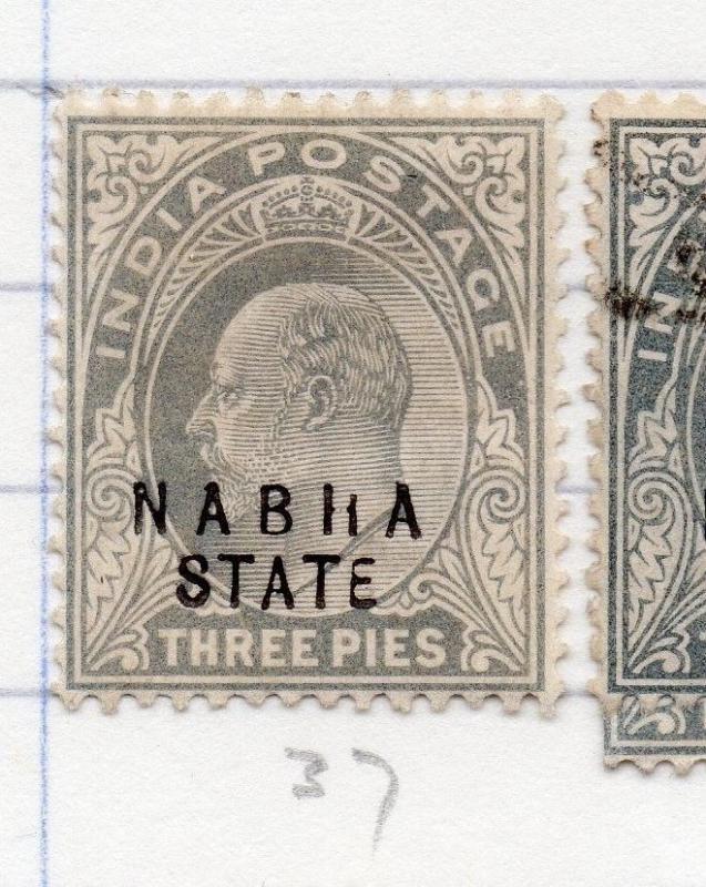 Indian States Nabha 1903-1910 Early Issue Fine Mint Hinged 3p. Optd 198852