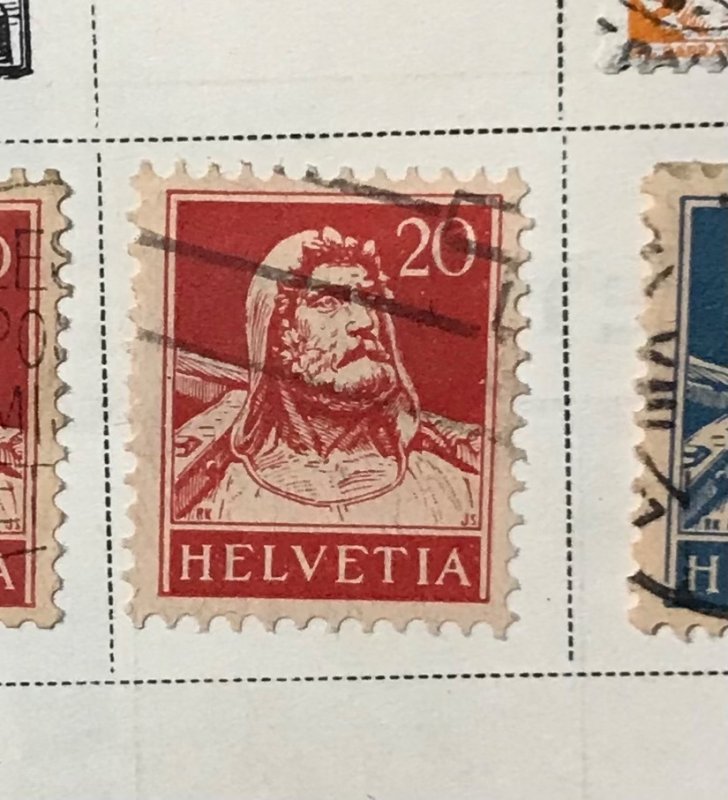 Swiss 1932 20 c Helvetia stamp (Red)