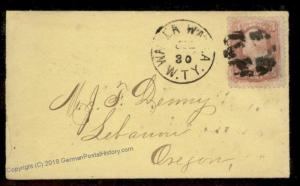 USA 1860s WALLA WALLA Washington Territorial to Lebanon OR Cover 88550