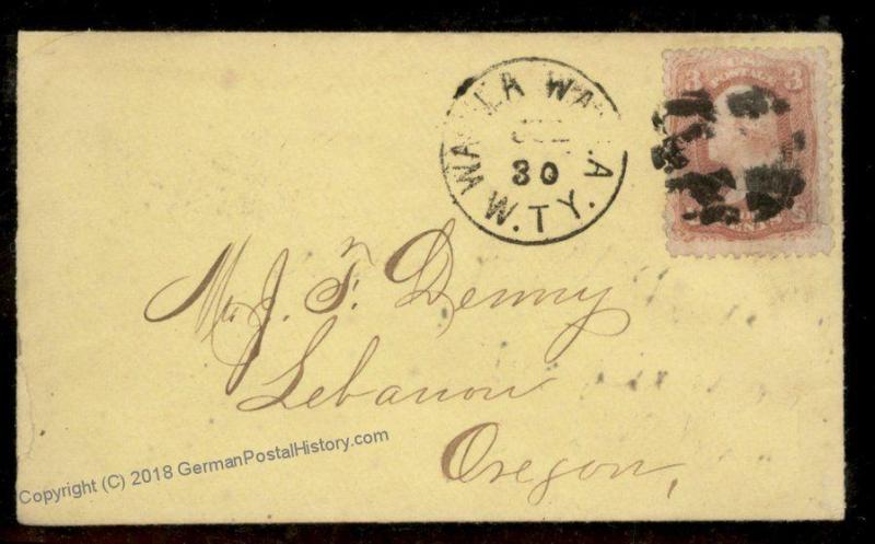 USA 1860s WALLA WALLA Washington Territorial to Lebanon OR Cover 88550