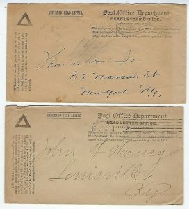 2 - POST OFFICE DEPT DEAD LETTER COVERS 1890s - Q90