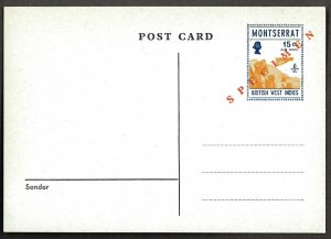 MONTSERRAT Air Mail 15c Scouting greenish-grey SPECIMEN postcard (1971) MNH