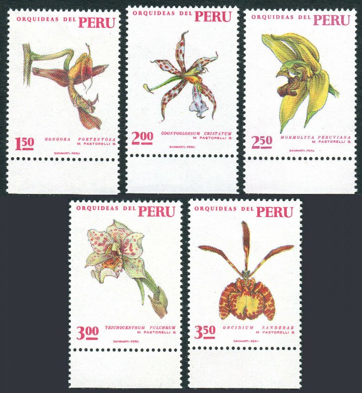 Peru 553-557, MNH. Various Peruvian Orchids, 1971