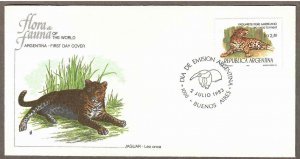 Argentina # 1421 , Jaguar - Leo onca , Fleetwood FDC - I Combine S/H 