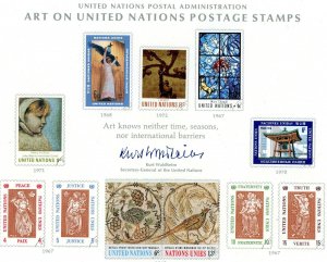United Nations Art on United Nations Postage Stamps Souvenir Card