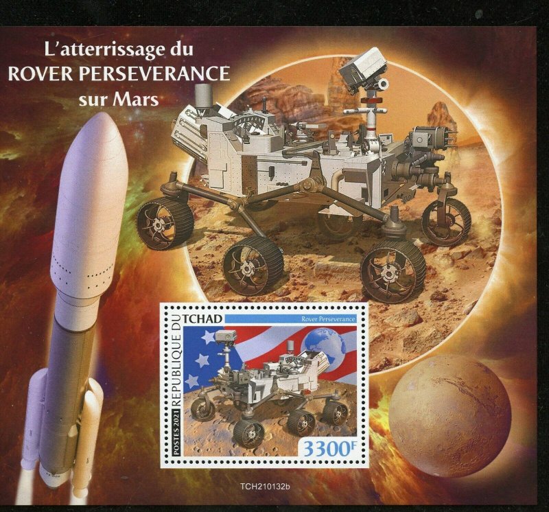 CHAD  2021 LANDING OF PERSERVERANCE ON MARS SOUVENIR SHEET MINT NEVER HINGED