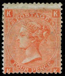 SG94, 4d vermilion plate 9, M MINT. Cat £600. KK