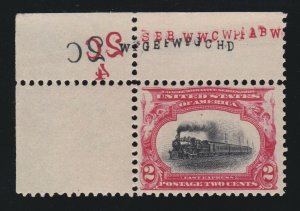 US 295 2c Pan American Mint Corner Margin Single Plate Layout 4 VF OG NH 
