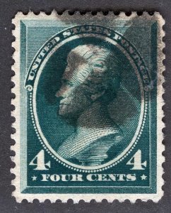 US Sc 211 Green 4¢ 1883 Black Quartered Cork Cancel XF Gem Centered