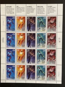 Winter Olympics 1994 postage stamp sheet, Sc# 2807-2811 