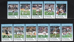 St. Vincent #2023-33 ~ Cplt Set of 11~ Soccer Club, Sports ~ MNH (1994)