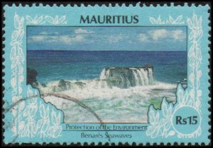 Mauritius 697a - Used - 15r Benares Seawaves (wmk 384) (1990) (cv $4.00)