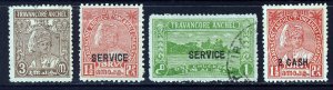 TRAVANCORE INDIA 1939 A Small Group SG 67, SG 73, SG O87 & SG O88 MINT & VFU