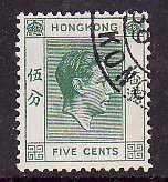 Hong Kong-Sc#157- id7-used 5c green KGVI-1938-52-