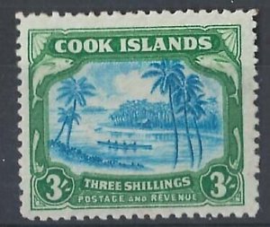 Cook Is 1945 3s multiple wmk centre doubled variety fine mint