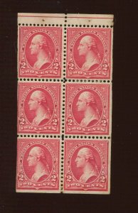 279Bj Washington Unused Booklet Pane of 6 Stamps (By 1450) 