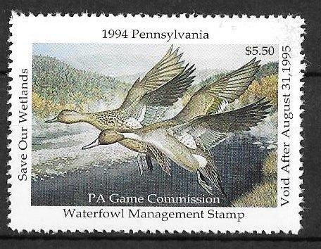 USA, Pennsylvania PA12, 1994 Hunting Permit Stamp, VF, NH