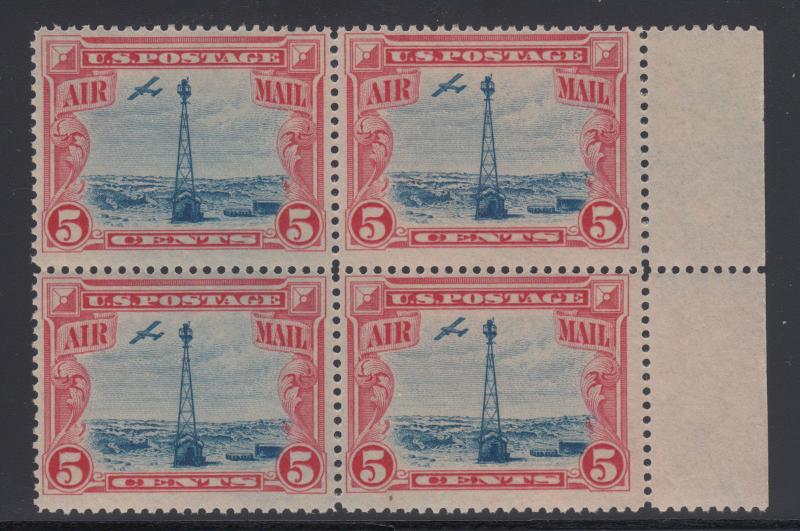 US Sc C11 MNH. 1928 5c Beacon, Sheet Margin Block of 4, F-VF