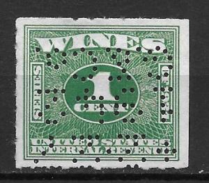 United States RE85 1c Wines single Used Perf Cancel (z1)