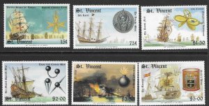 St. Vincent 1100-5 MNH Spanish Armada set cpl. x 5 sets, vf. 2022 CV $36.50