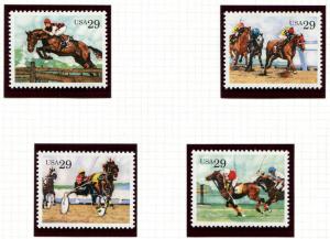 2756-2759 US 29c Sporting Horses sgls, MNH