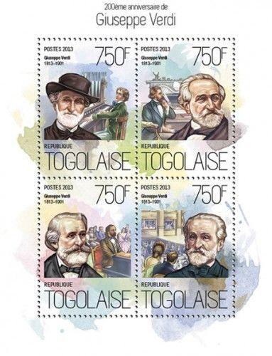 Giuseppe Verdi Classic Music Composers Komponisten Togo MNH stamp set