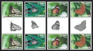 Samoa Butterflies Express Mail 4v Gutter Pairs Face Value £90+ 2015 MNH