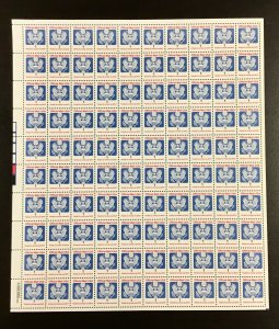 O143  Eagle ( 1  at bottom)  MNH Sheet of 100   Issued in 1989