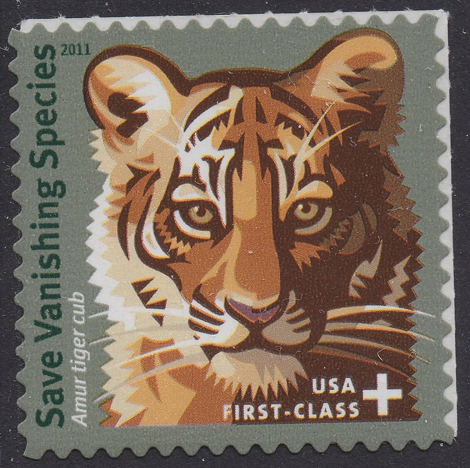 US B4 Save Vanishing Species Amur Tiger Cub First Class single MNH 2011