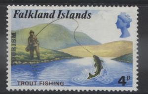 Falkland Is.- Scott 228 - Trout Fishing - 1974- MNH - Multi - 4p Stamp