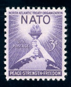 US Stamp #1008 NATO Issue 3c - PSE Cert - GEM 100 - MNH - SMQ $165.00