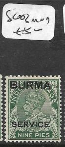 BURMA (P1111B) KGV SERVICE  9P   SG O3  MOG