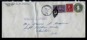 COVER US #E15 10c Special  Delivery - Ayden to Clayton NC - Cancel DEC 15 1939