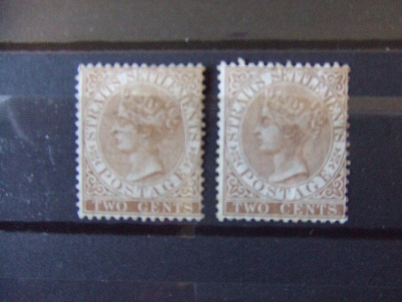 Straits QV 1867 2c brown SG11 mint x2