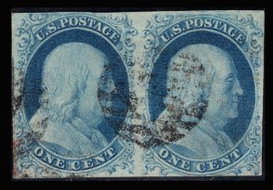 MOMEN: US STAMPS #9 IMPERF PAIR USED VF+ LOT #87397*