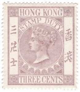 (I.B) Hong Kong Revenue : Stamp Duty 3c (1885) inverted watermark