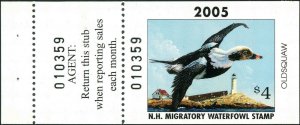 NEW HAMPSHIRE #23A 2005 STATE DUCK HUNTER STAMP OLDSQUAW / LIGHTHOUSE