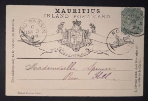 1897 Mauritius Postcard Cover Beau Bassin to Rose Hill