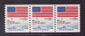 1981 Flag & Anthem 18c Sc 1891 MNH coil strip of 3 plate number 3