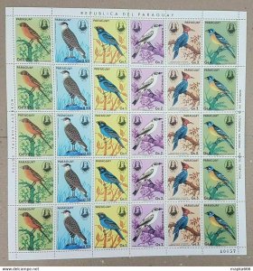 1985 Paraguay Fauna Birds Audubon Michel 23 Euro !! Big Sh Folded In 2 ** Ec152