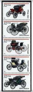 3019-23 32¢ Antique Automobiles Strip of Five, Mint NH OG  VF