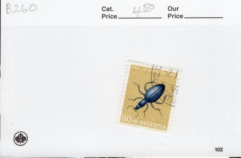 1956 Switzerland #B261 Θ used beetle , insect postage stamp. 