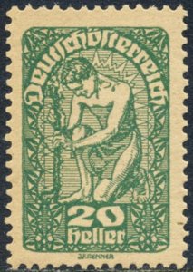 Austria 1919 Sc 208 Republic Allegory 20 Heller Stamp MNH