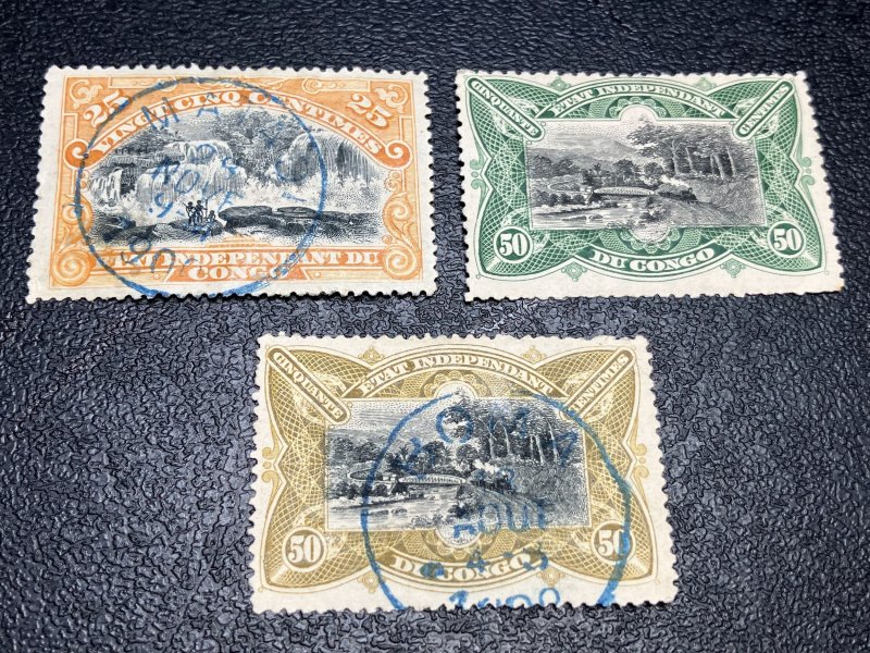 Belgian Congo Scott 20 22 23 Used (22 mint)