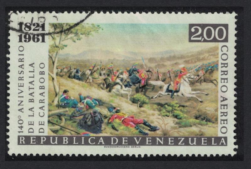 Venezuela 140th Anniversary of Battle of Carabobo Centres 2B 1961 Canc