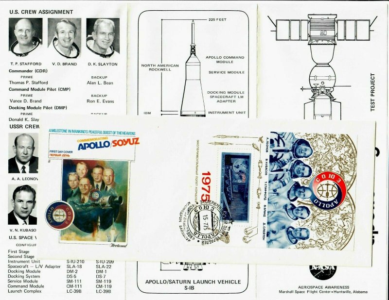 AZ50b Russia 1975  Apollo Soyuz Cover & Pamphlet Scott # 4342 S/S